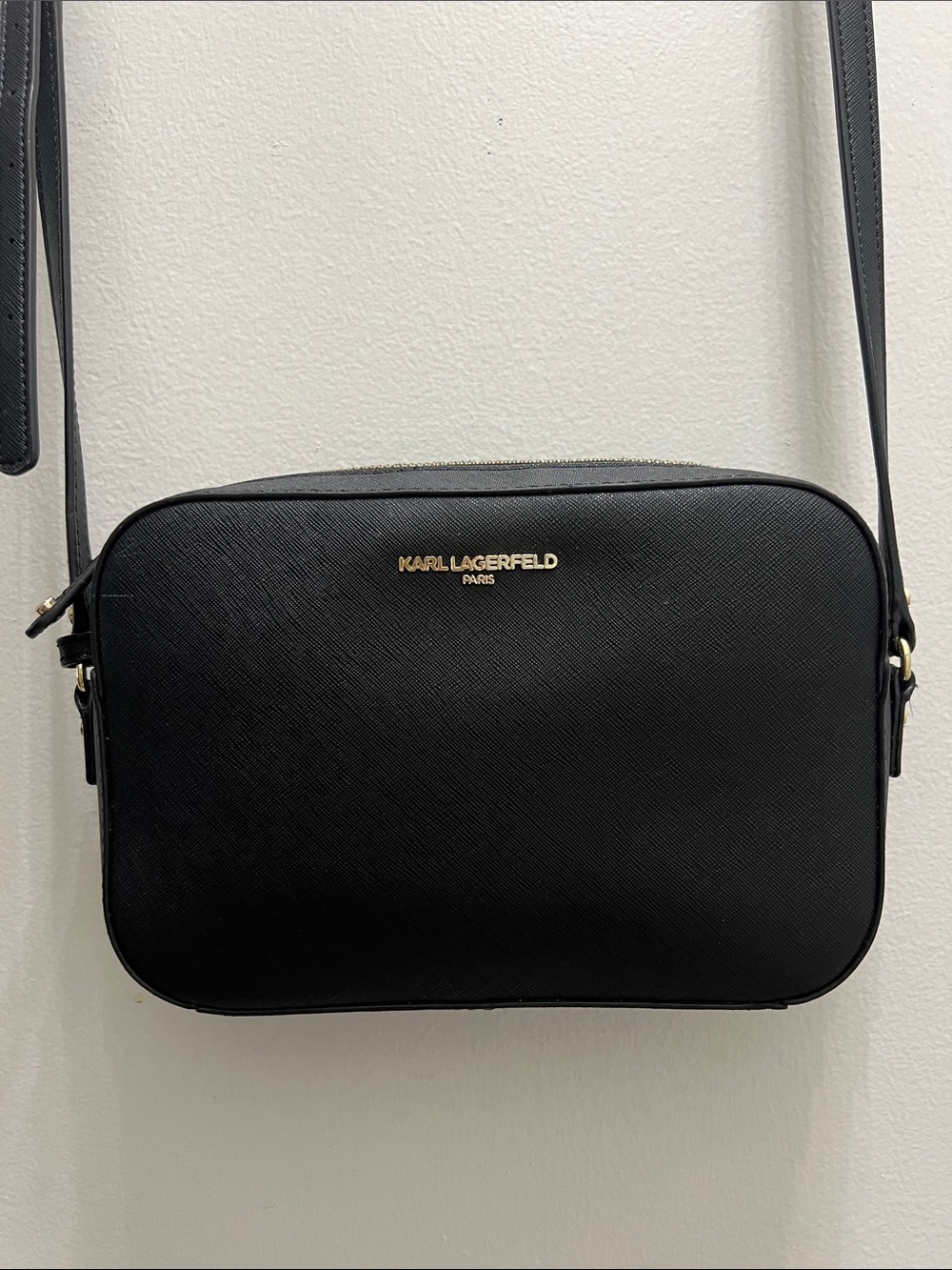 Karl Lagerfeld Black Crossbody with Gold Logo Hardware
